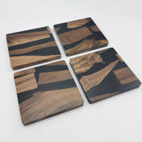 Coaster set - Walnut and black resin