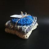2 Cotton dish cloths with nylon scrubbie
