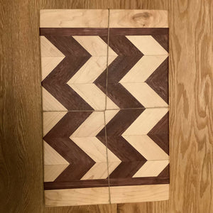 10.5”x16” chevron pattern maple and purple heart cutting board