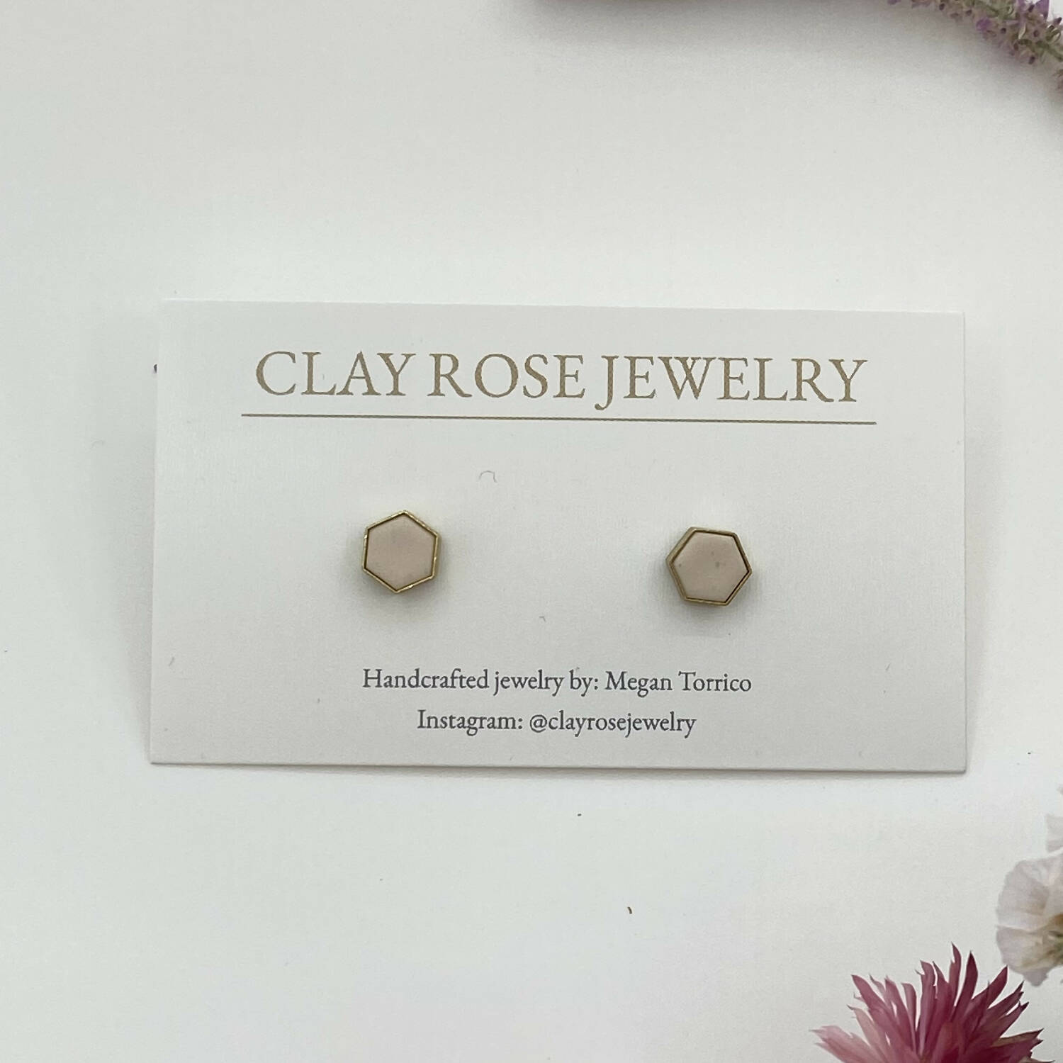 Small Hexagon Stud Earrings