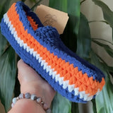 Navy/orange/white men's slippers