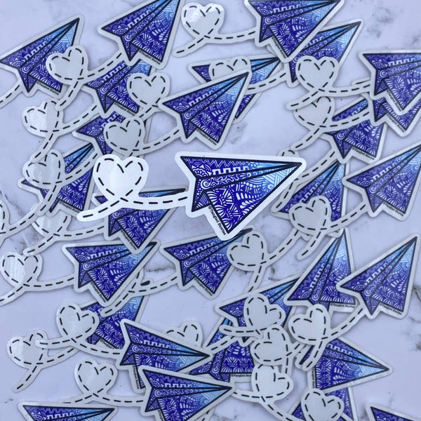 Origami Plane Waterproof Stickers