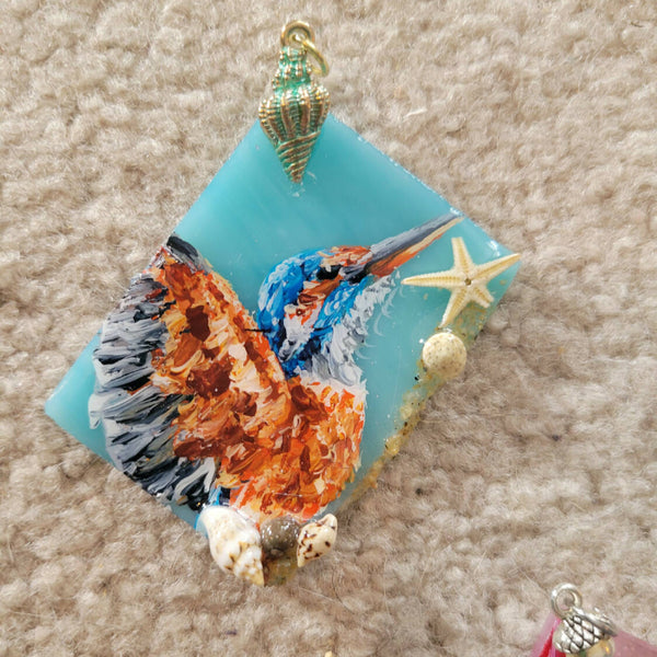 Assorted Painted Glass Necklaces with seashells