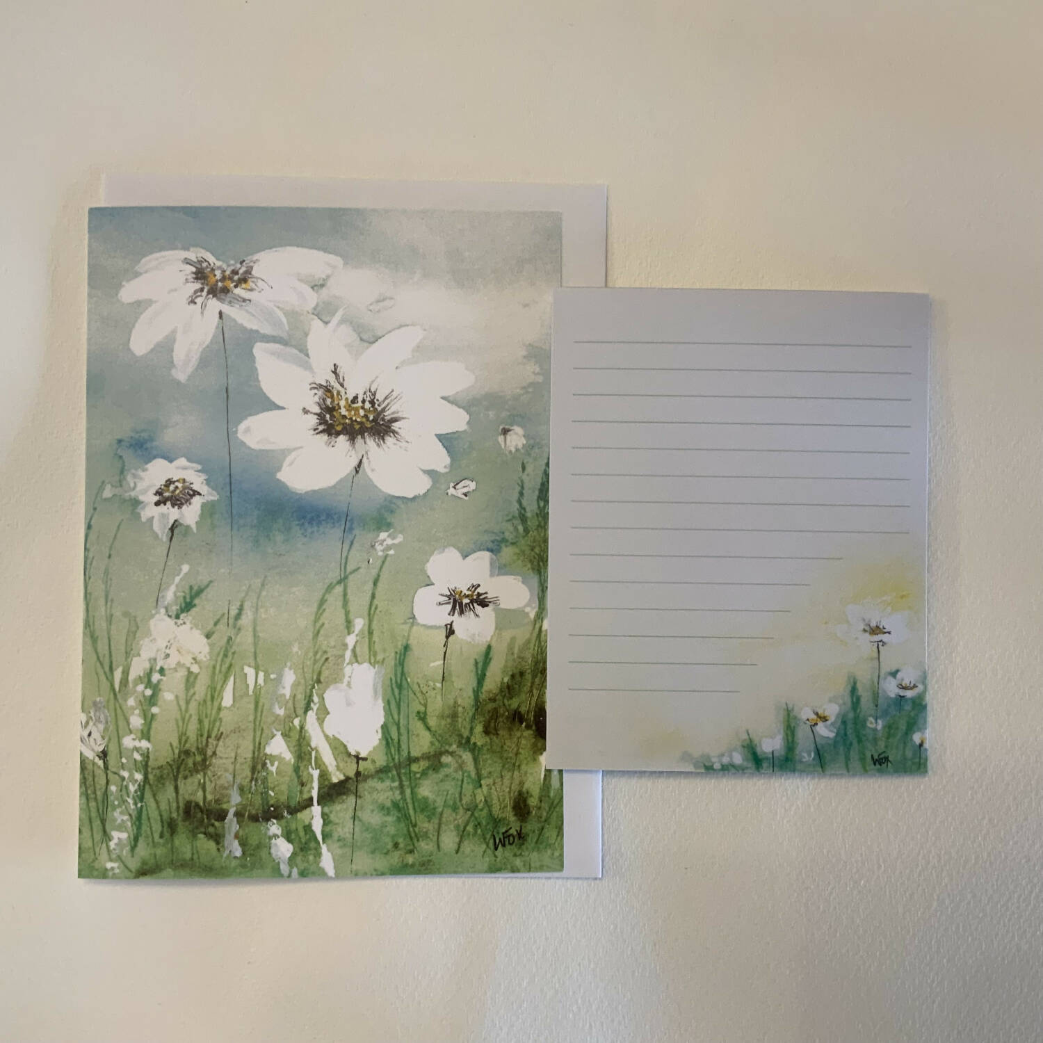 Big White Flower Card and Notepad Package