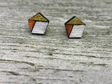 Amber Rayne - Wood tricolored earrings