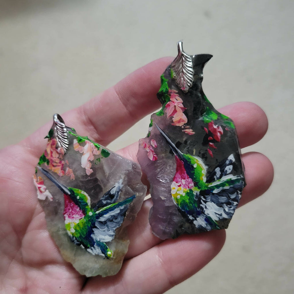 Necklace - Raw Stone Hummingbird
