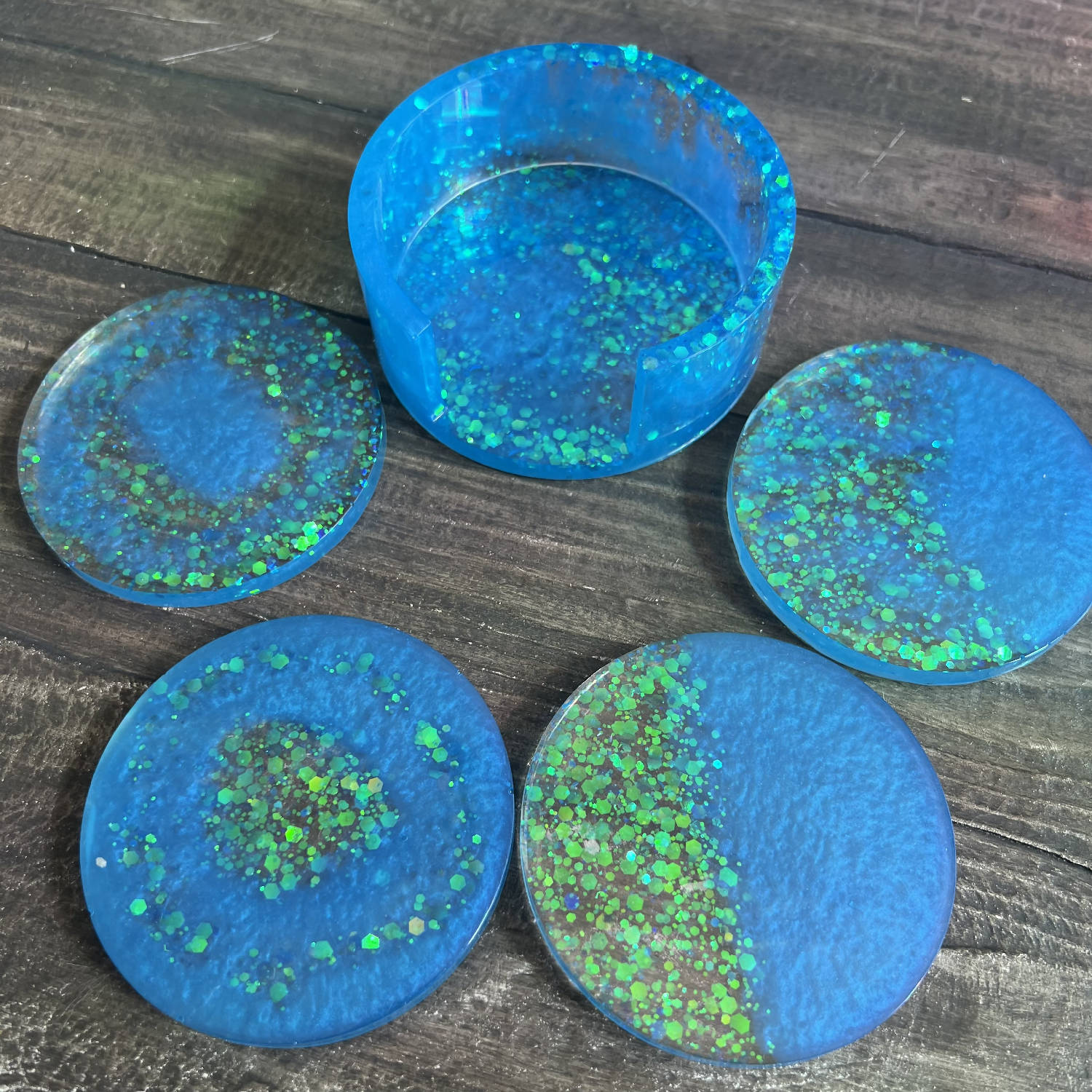 Round Coaster Set with Stand, resin