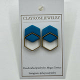 double hexagon stud earrings