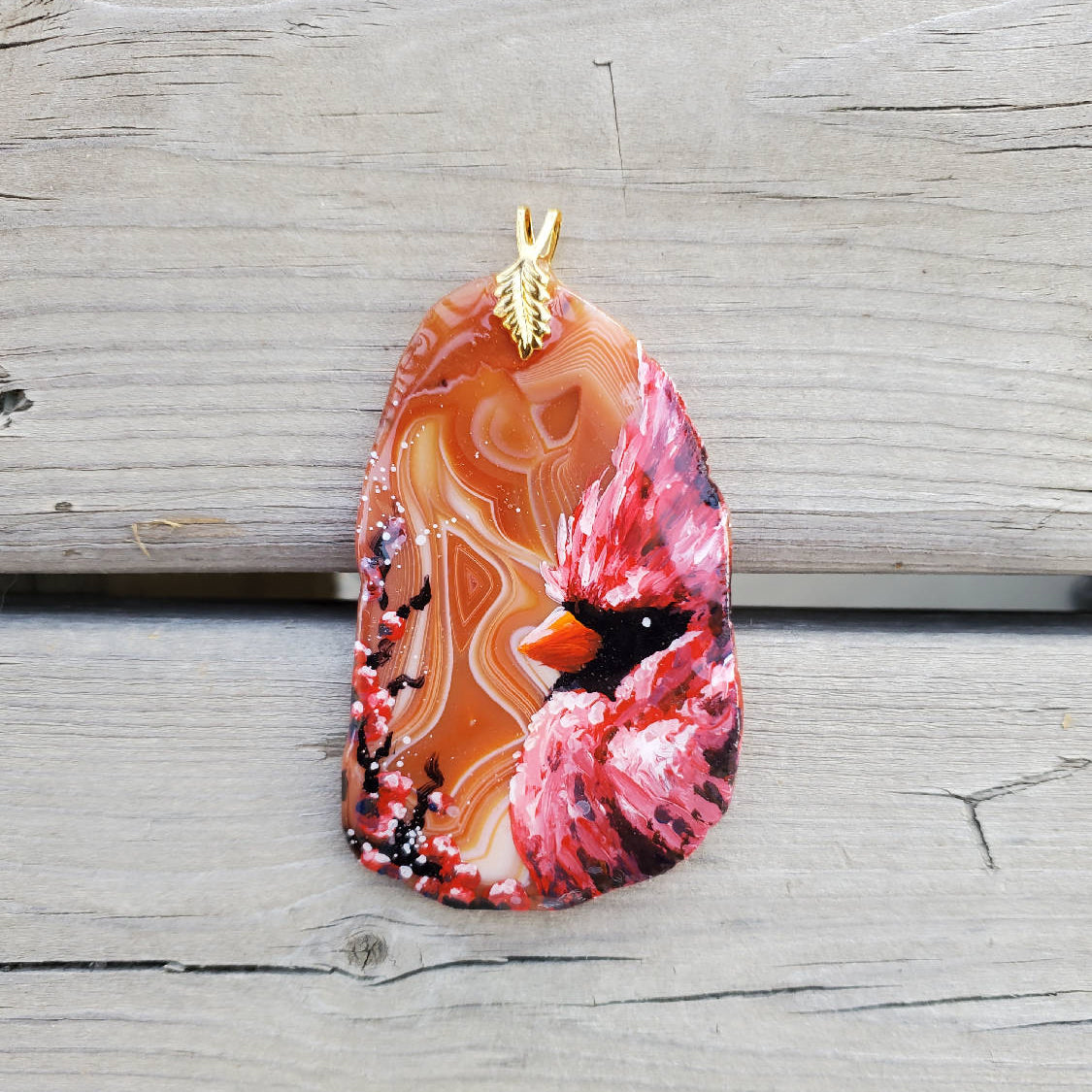 Cardinal on Red Agate