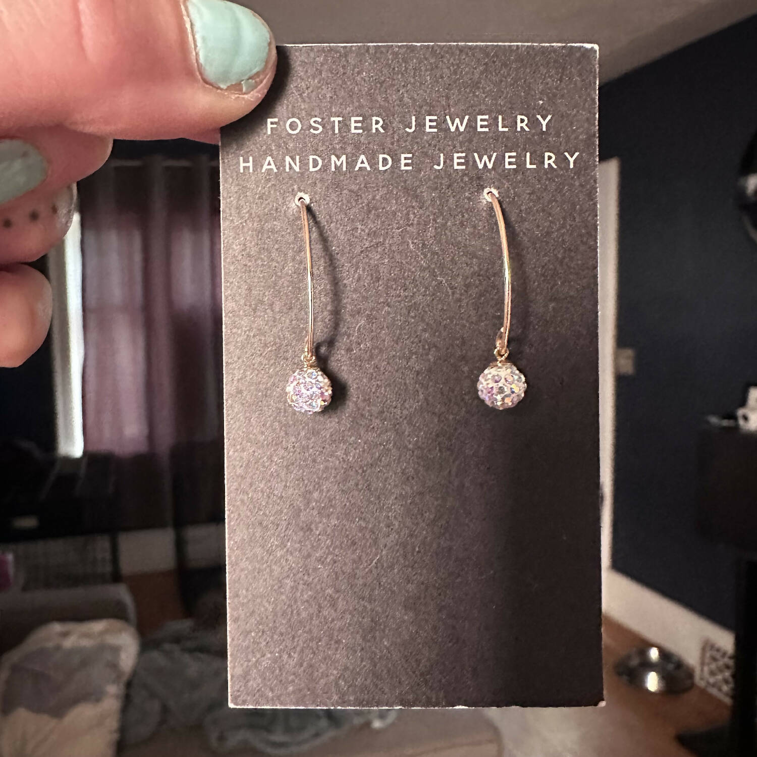 Dangle Pave Gold 8mm Earrings