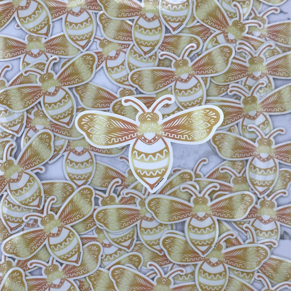 Clear Glowing Bee Waterproof Sticker