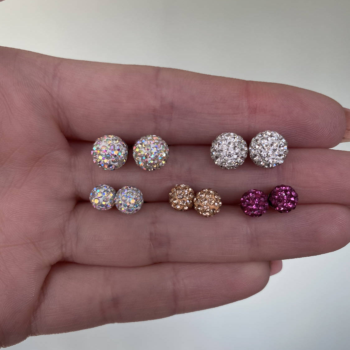 8mm pave ball earrings