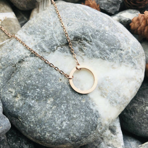 Floating circle hoop stainless steel necklace