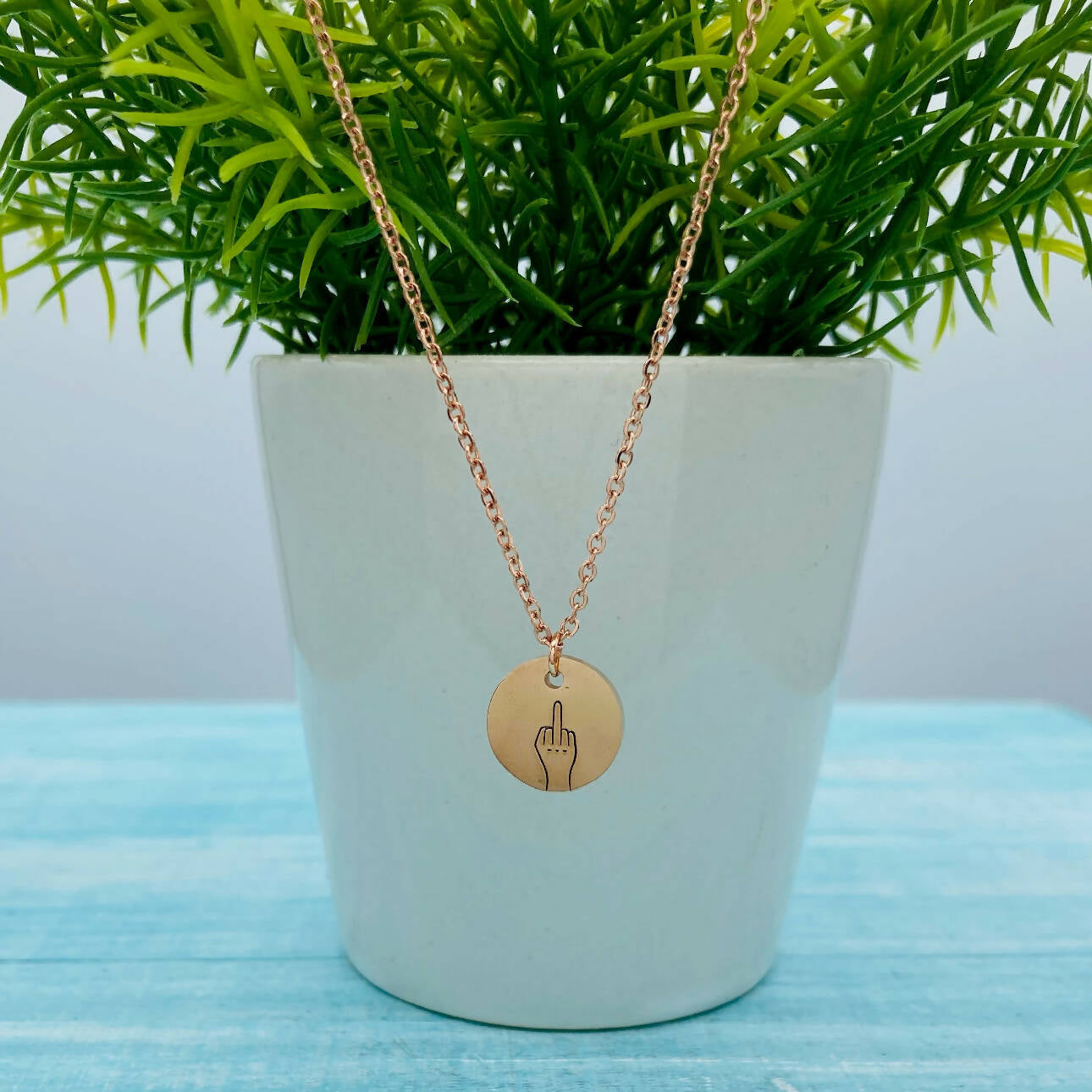 Stainless Steel Necklace - middle finger