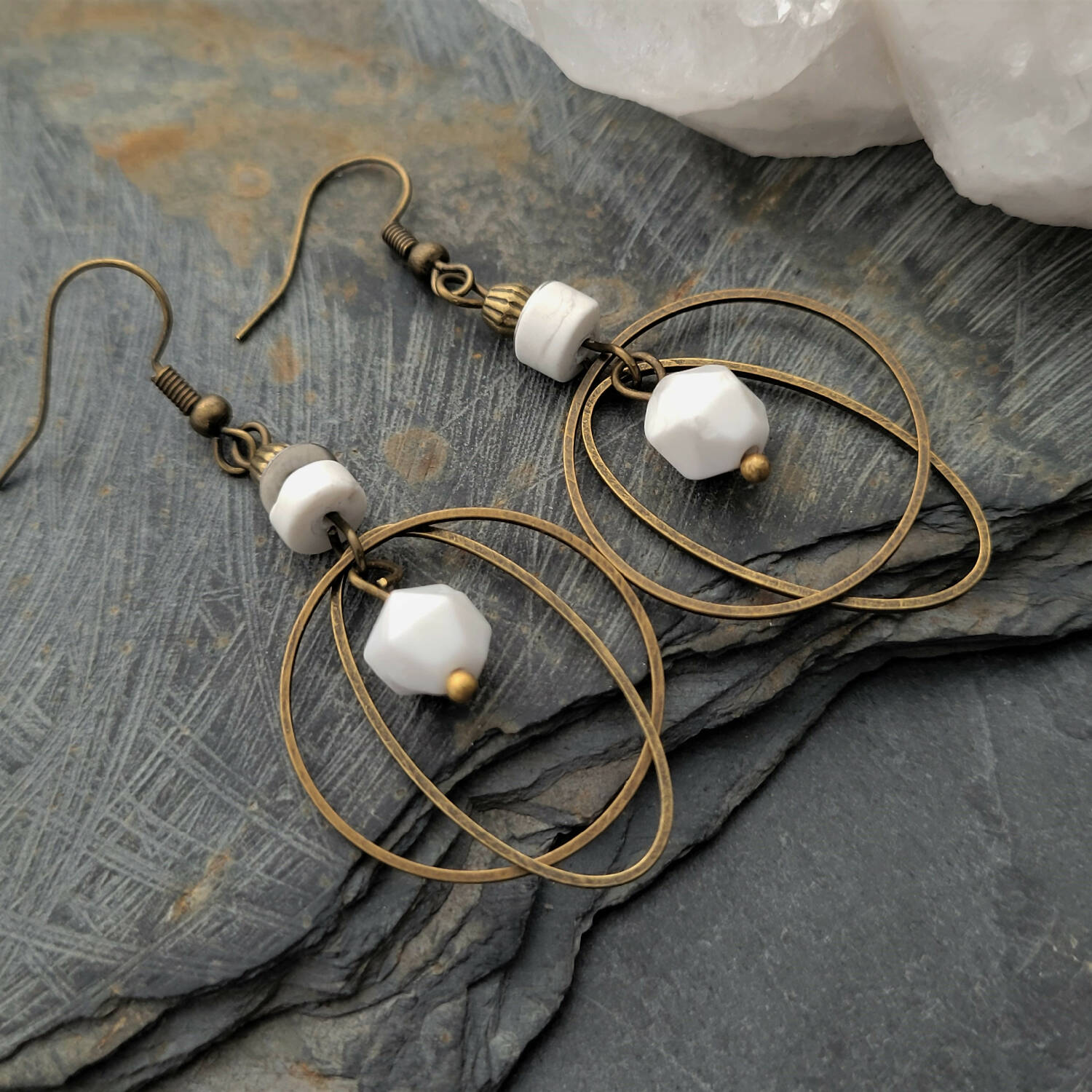 Howlite Bronze Earrings