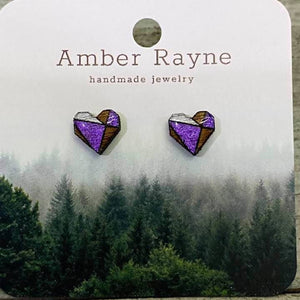 Amber Rayne - Wood Heart earrings
