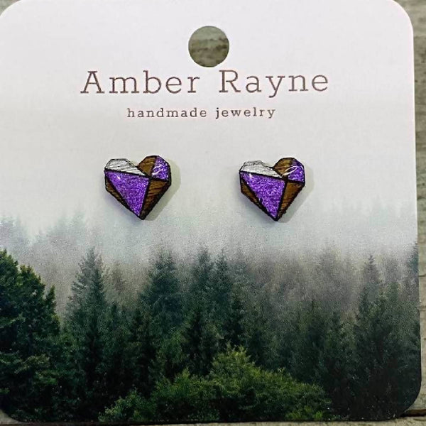 Amber Rayne - Wood Heart earrings