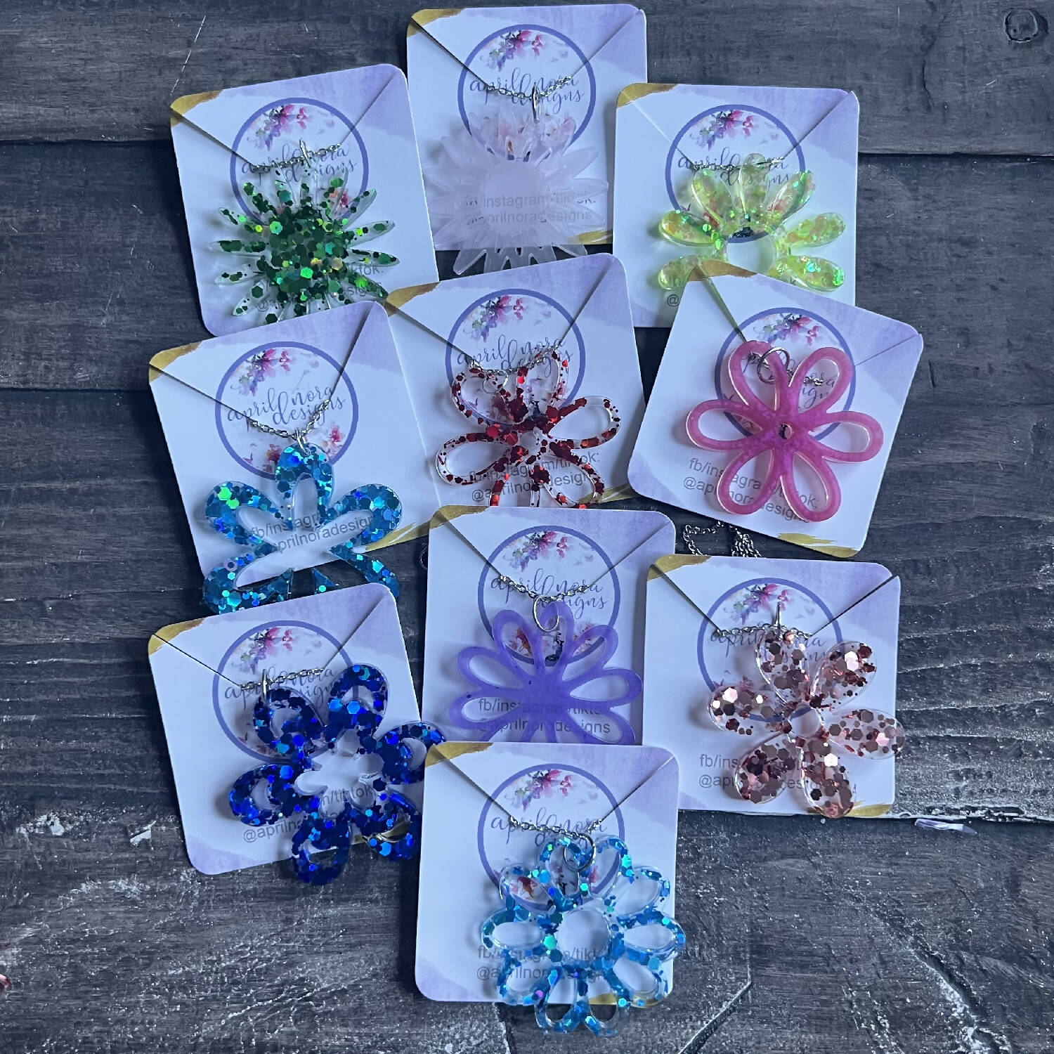 Flower Necklaces, resin