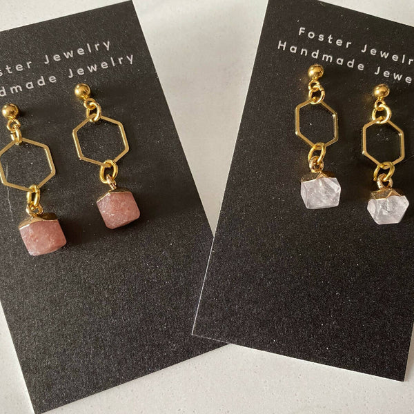 Faceted gemstone earrings