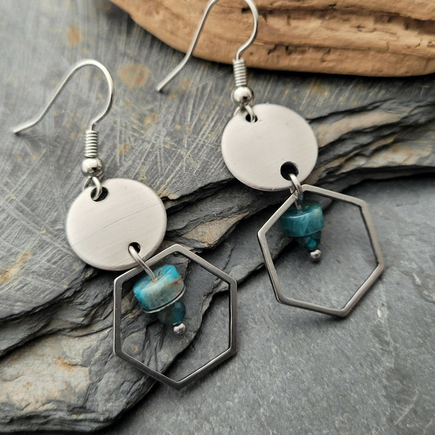 Apatite Hexagon Earrings