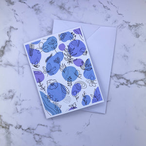 Blues and Butterflies Floral Doodle Printed Card