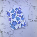 Blues and Butterflies Floral Doodle Printed Card