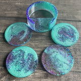 Round Coaster Set with Stand, resin