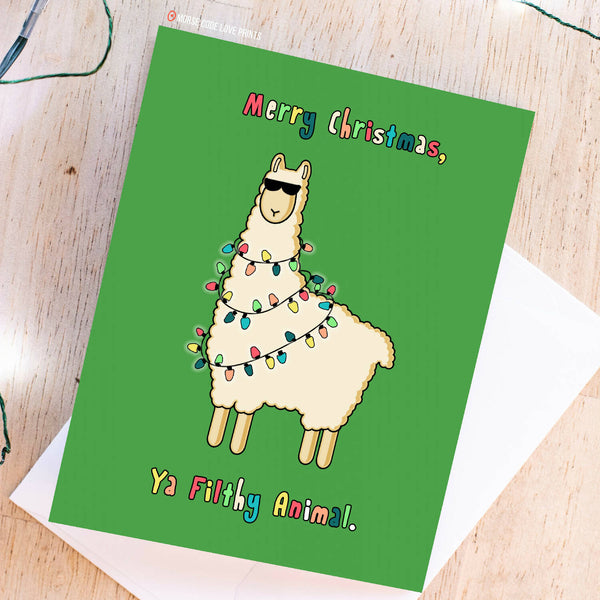 Filthy Animal (Llama) | Christmas & Holidays | Greeting Card