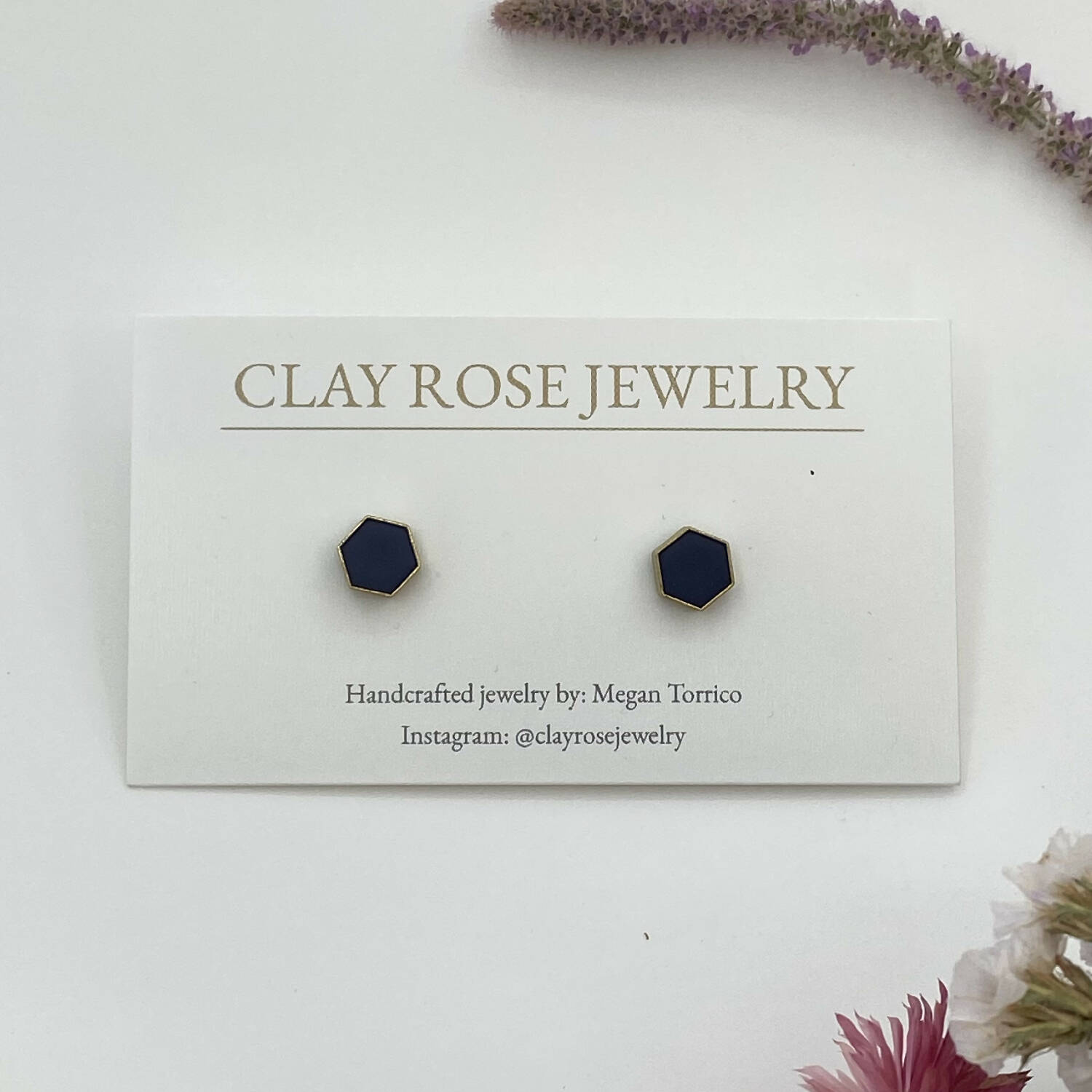 Small Hexagon Stud Earrings