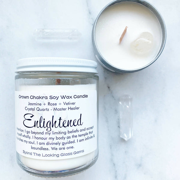 Enlightened Soy Wax Crystal Intention Candle 8oz