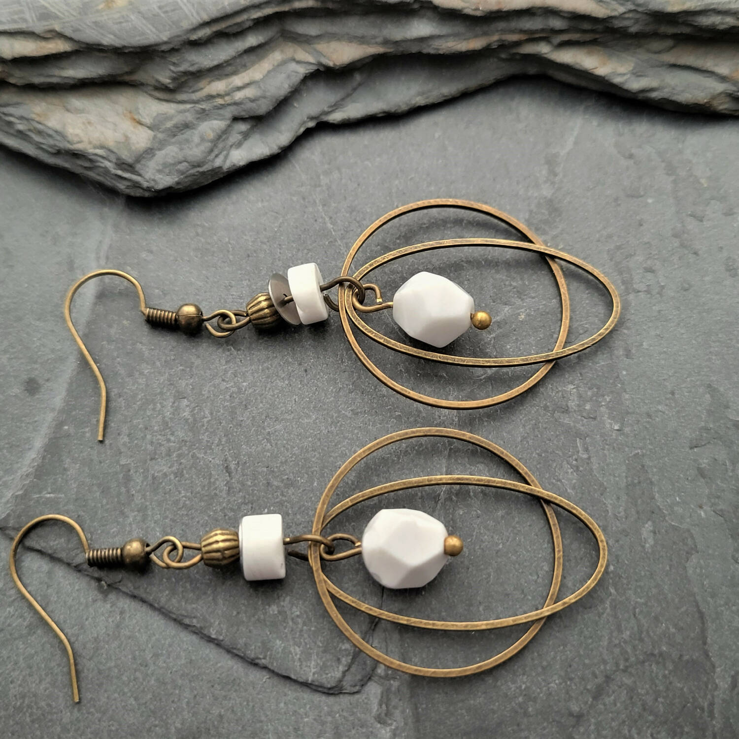 Howlite Bronze Earrings