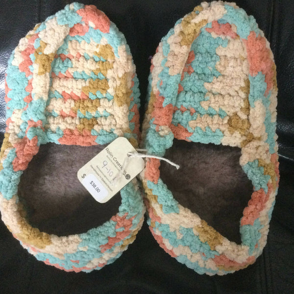 Leather soled lined adult slippers size 9-10 ladies