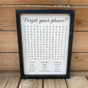 Bathroom Word Search Sign