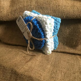 2 Cotton dish cloths with nylon scrubbie