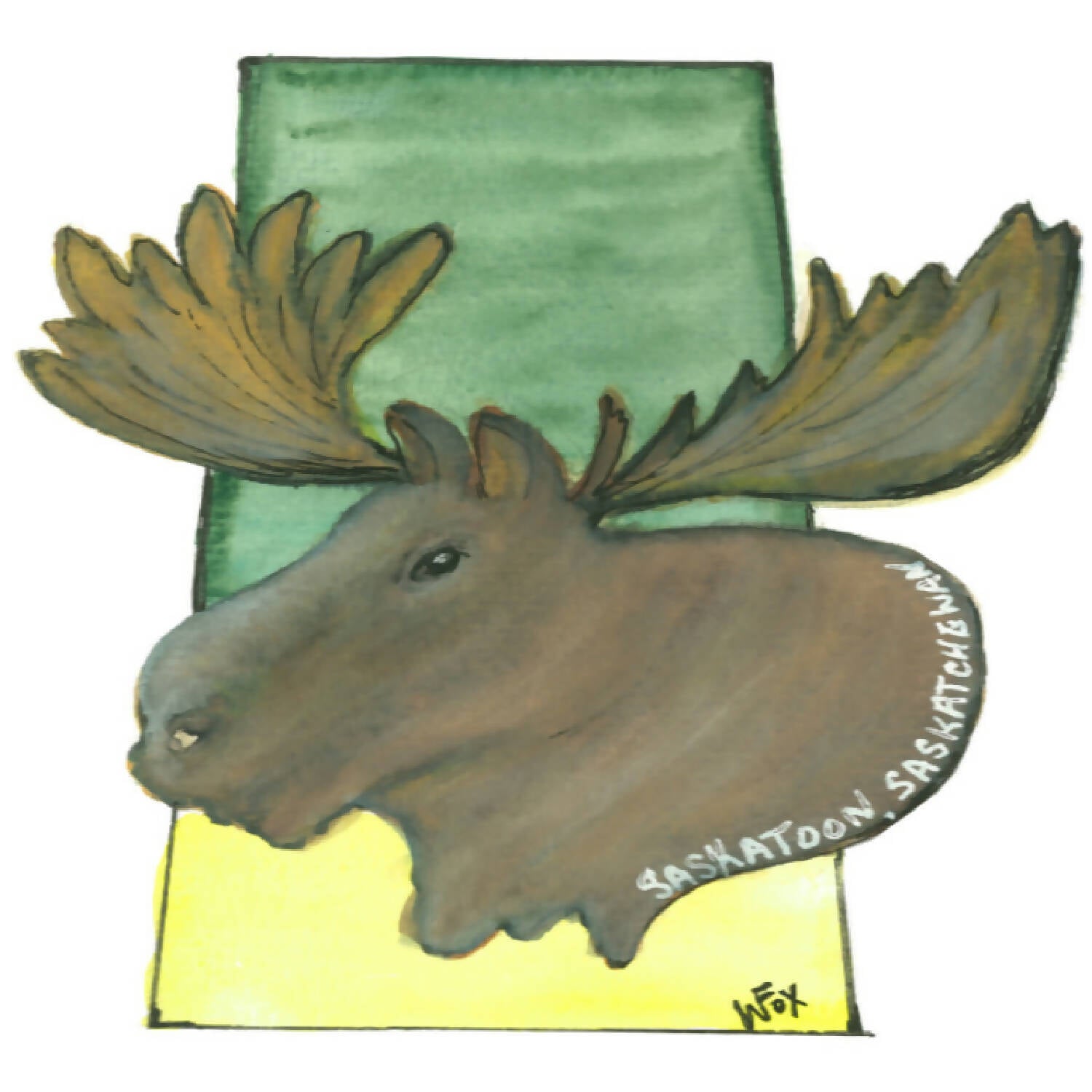 Moose in Saskatchewan Flag Postcard