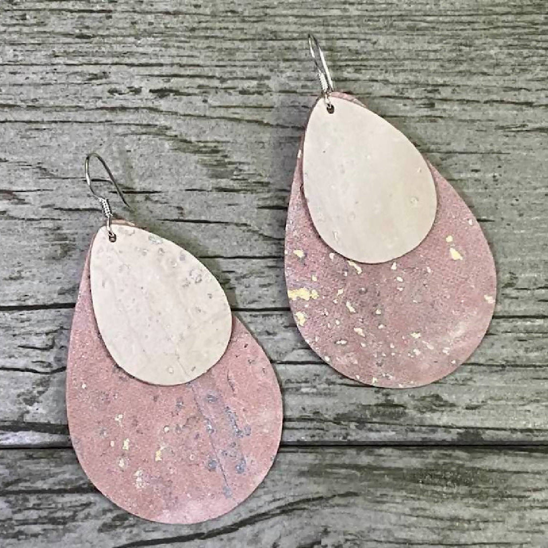 Amber Rayne Designs Mixed media Leather earrings - Double