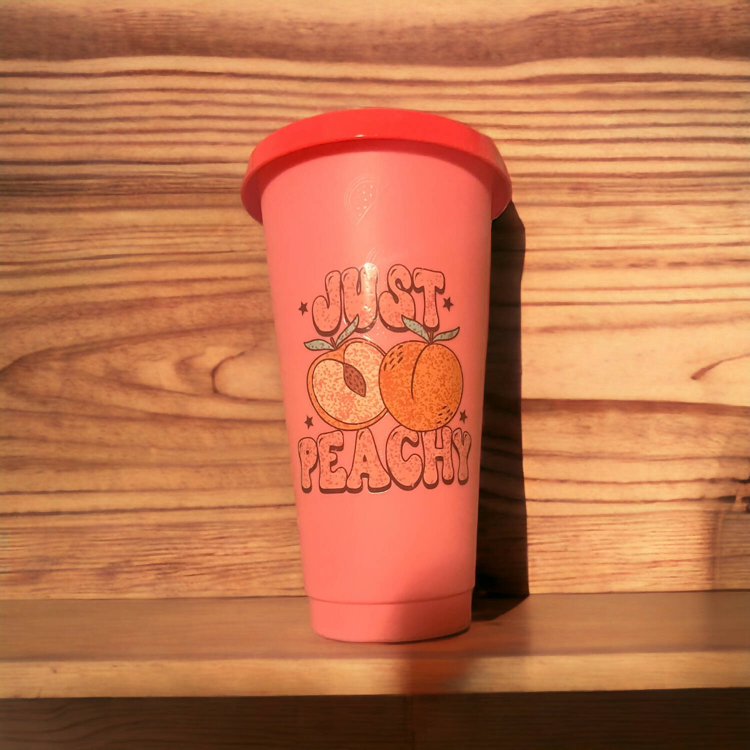Just peachy plastic cup