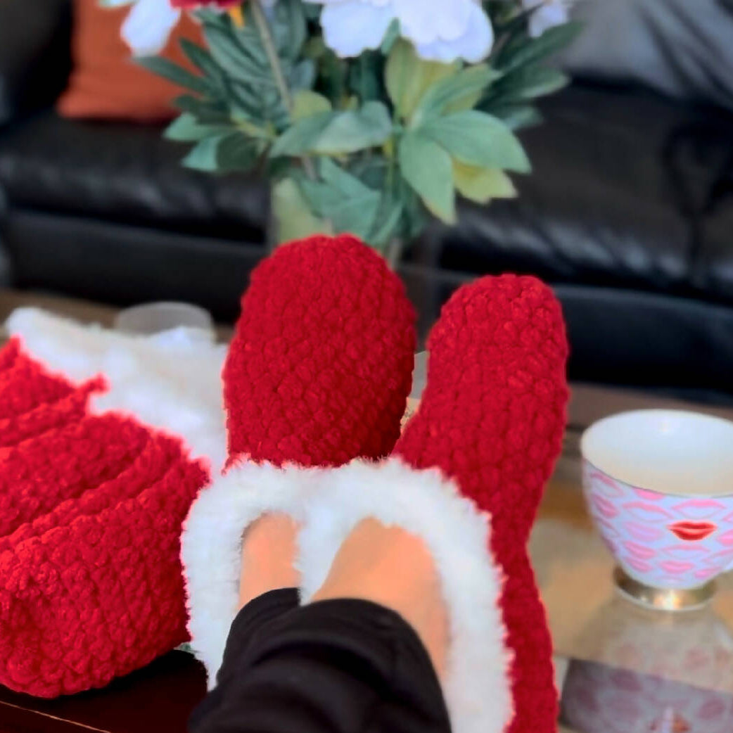 Valentine's day red bootie women's slippers