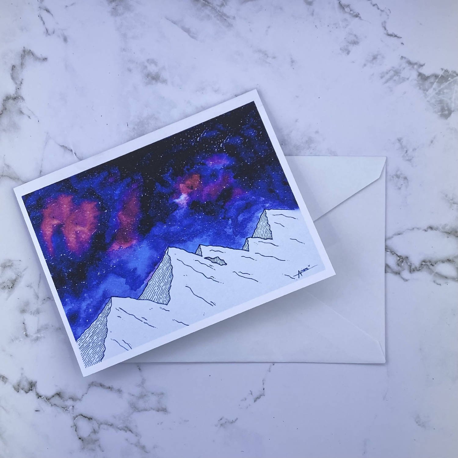 Mountains under the Stars Printed Card