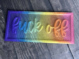 Fuck Off Decor or Trinket Tray with Clear stand, resin