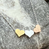 Stainless Steel Three Floating Hearts Necklace