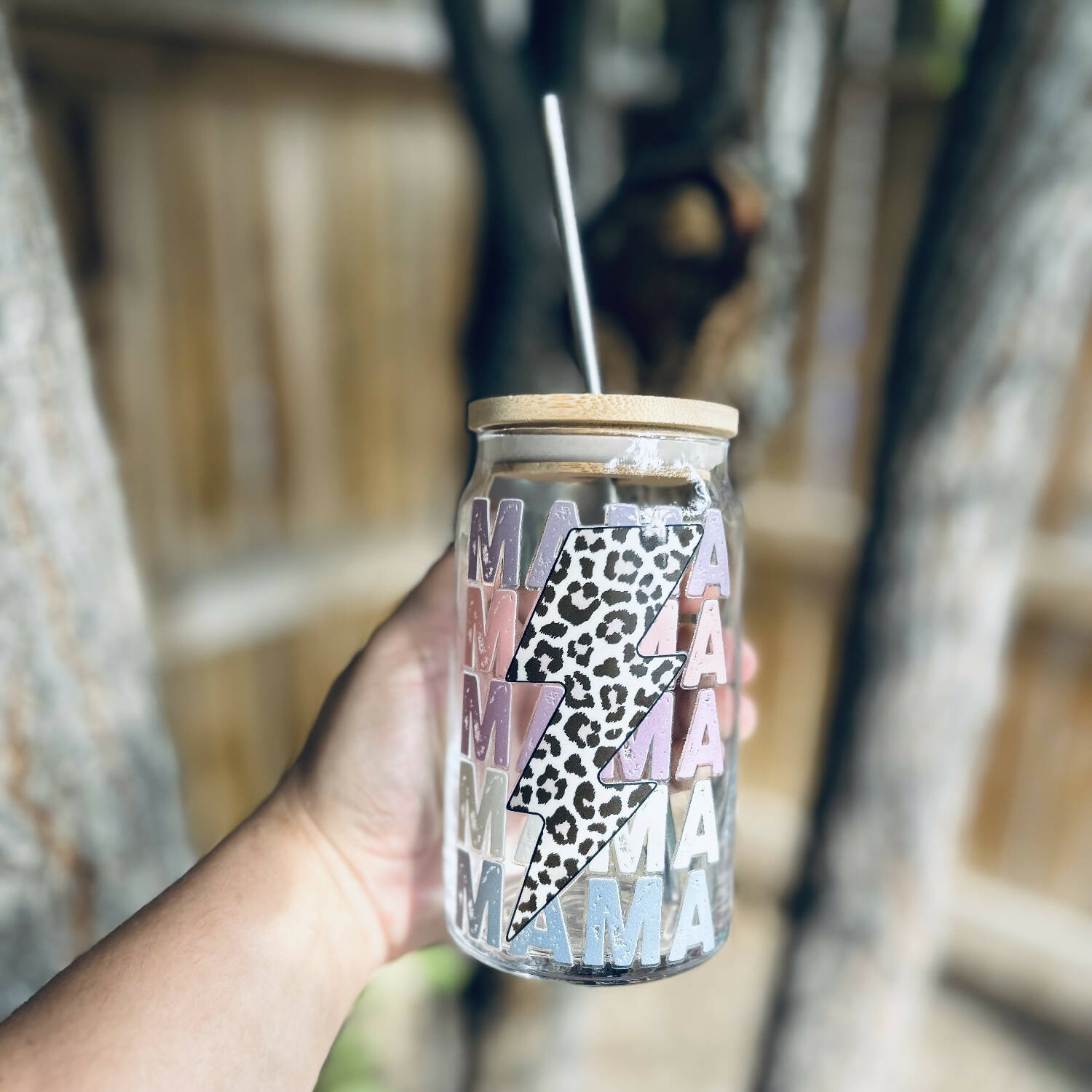 Leopard Mama Glass Can