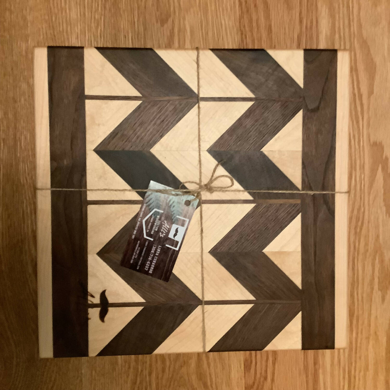 12”x12” chevron pattern maple and walnut cutting board