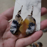 Stone, Wood, Seashell Earrings