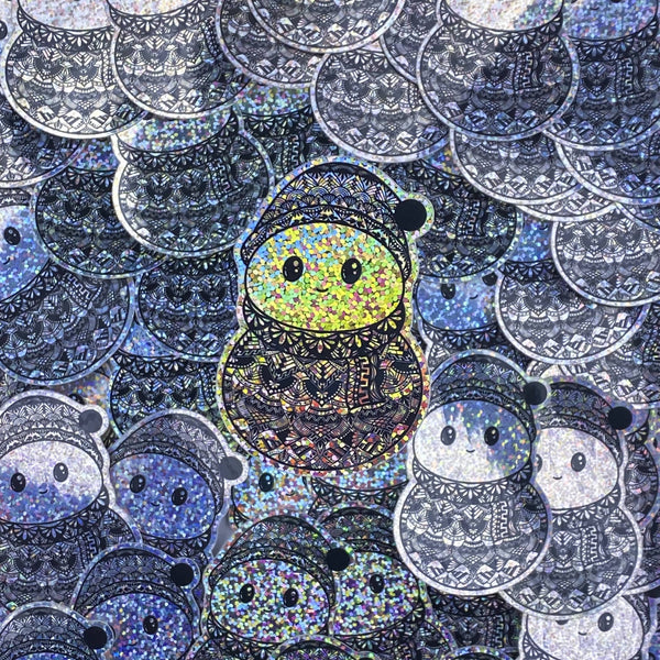 Zentangle Snowman Waterproof Sticker