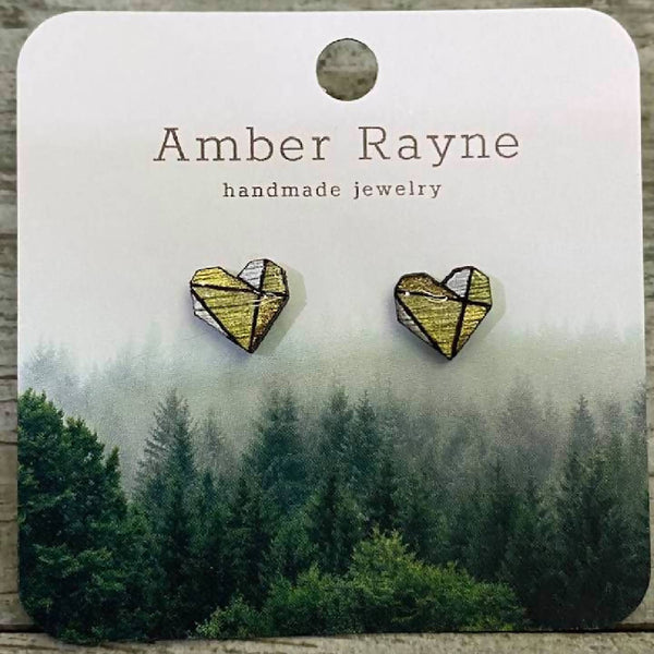Amber Rayne - Wood Heart earrings