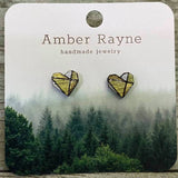 Amber Rayne - Wood Heart earrings