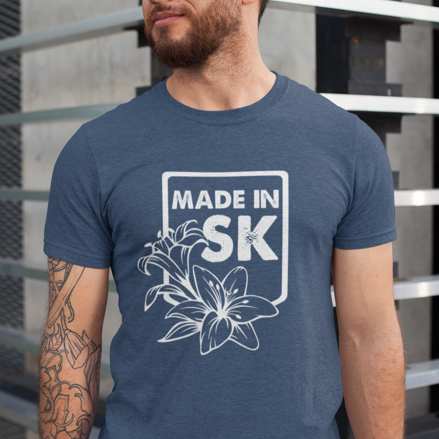 Heather navy blue  Made in SK Unisex Tee