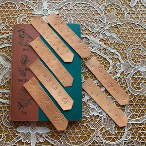 Bookmark, 1.5x7", Natural Vegetable Tanned Leather, Various stamps
