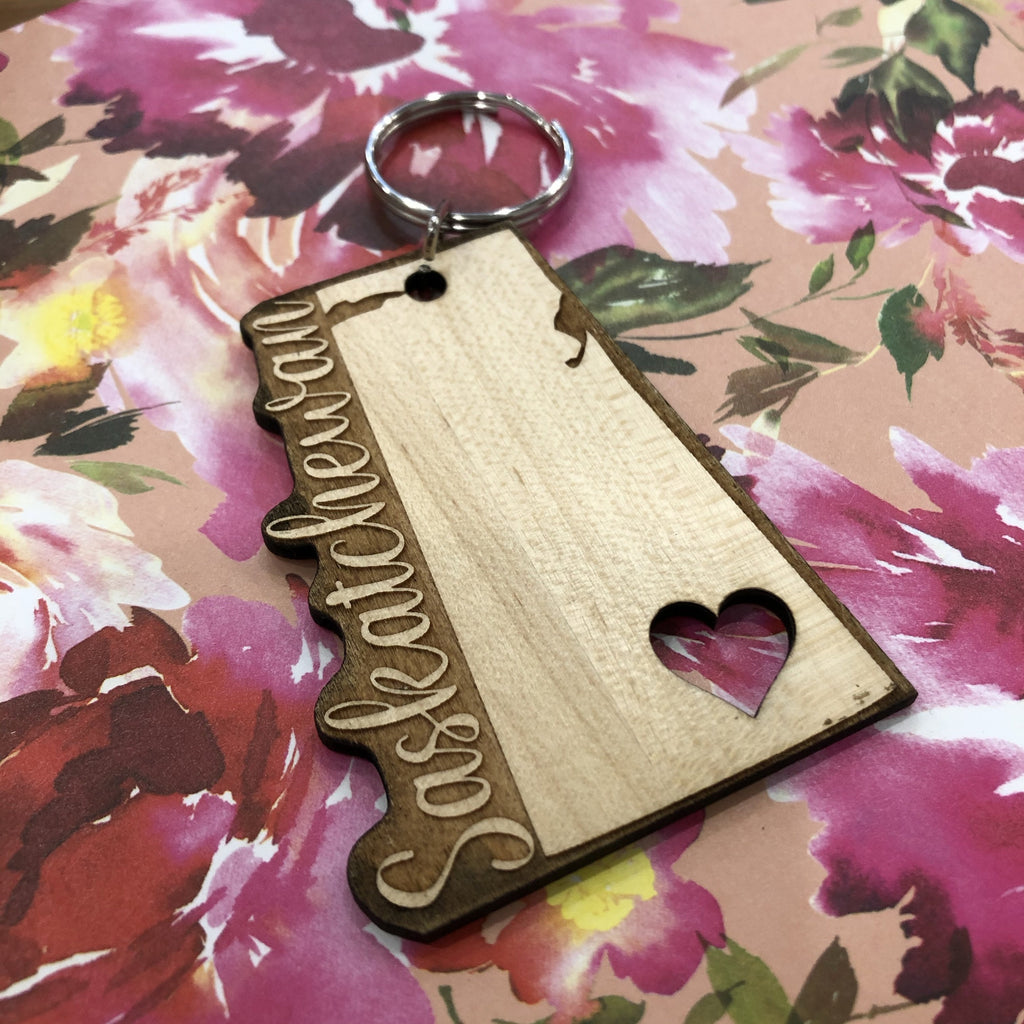 Wood Sask Keychain - HandmadeSask